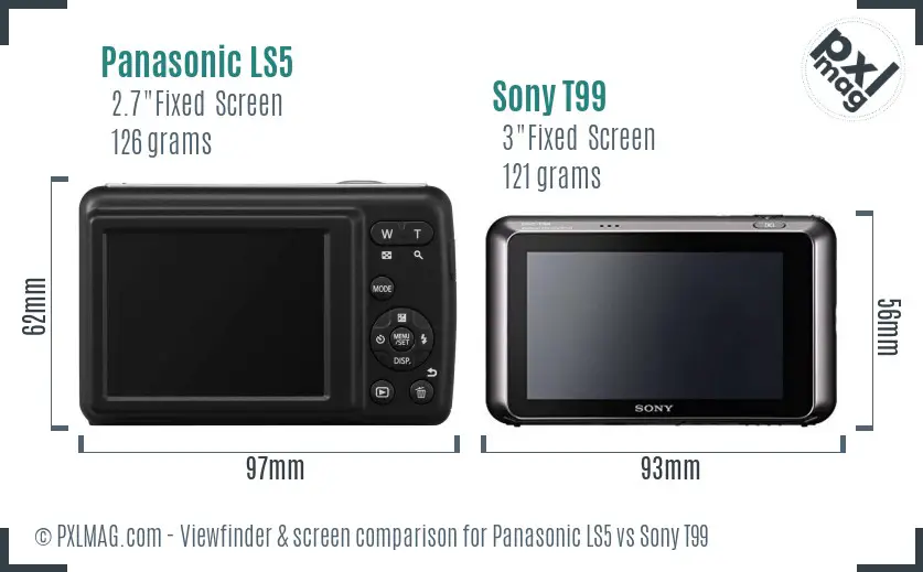 Panasonic LS5 vs Sony T99 Screen and Viewfinder comparison