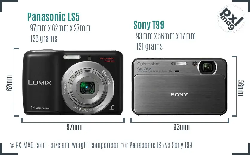 Panasonic LS5 vs Sony T99 size comparison