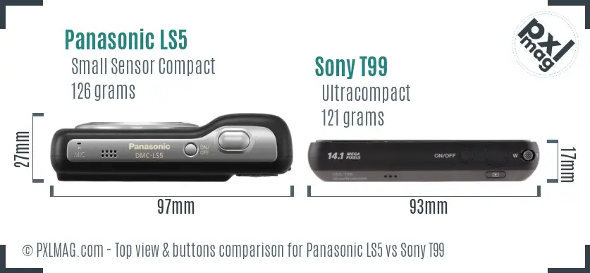 Panasonic LS5 vs Sony T99 top view buttons comparison
