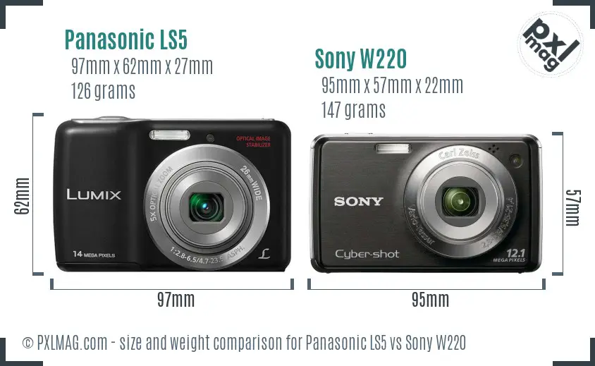 Panasonic LS5 vs Sony W220 size comparison