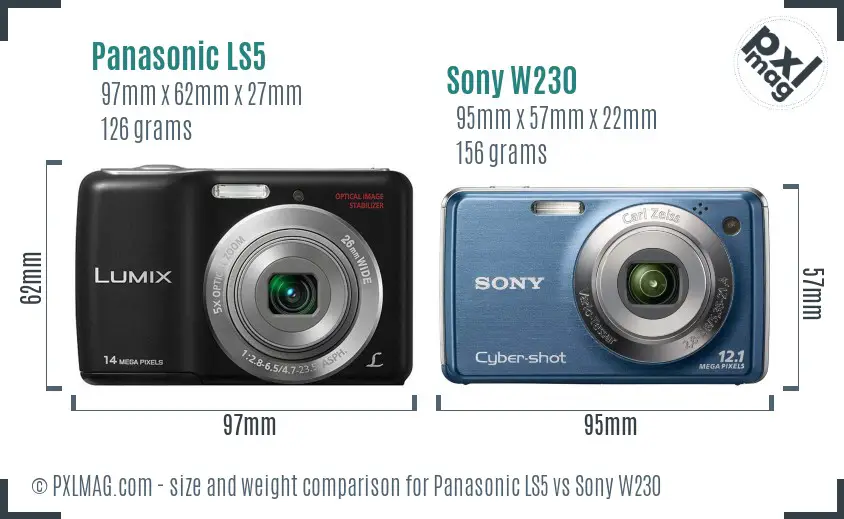 Panasonic LS5 vs Sony W230 size comparison