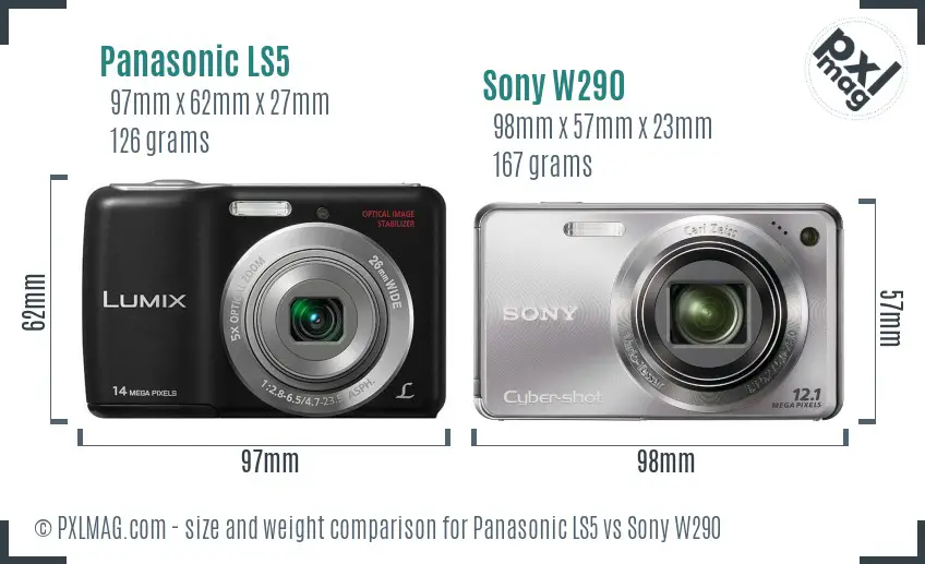 Panasonic LS5 vs Sony W290 size comparison