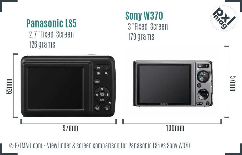 Panasonic LS5 vs Sony W370 Screen and Viewfinder comparison Panasonic LS5 vs Sony W370 Screen and Viewfinder comparison