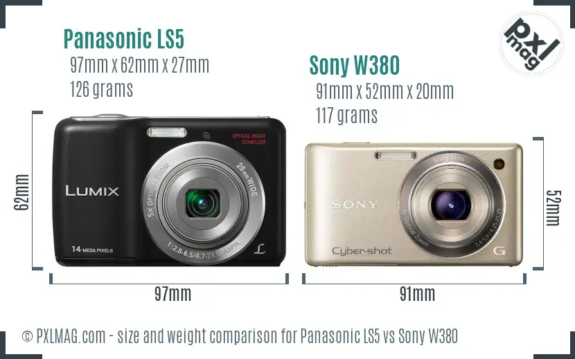 Panasonic LS5 vs Sony W380 size comparison