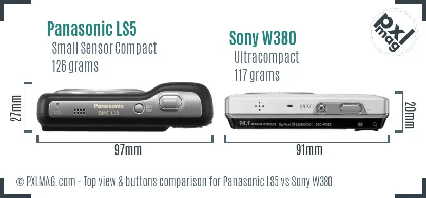 Panasonic LS5 vs Sony W380 top view buttons comparison