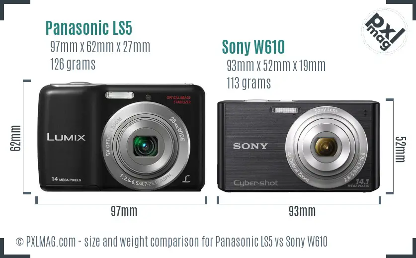 Panasonic LS5 vs Sony W610 size comparison