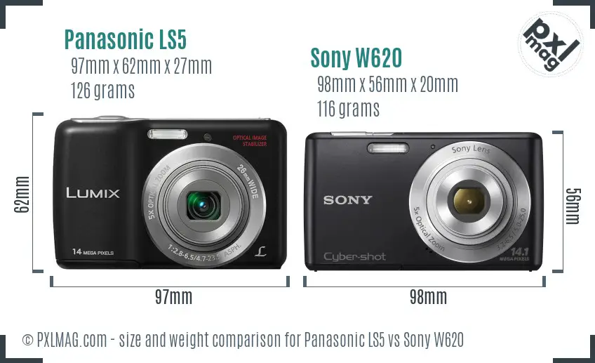 Panasonic LS5 vs Sony W620 size comparison