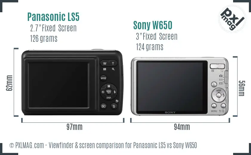 Panasonic LS5 vs Sony W650 Screen and Viewfinder comparison