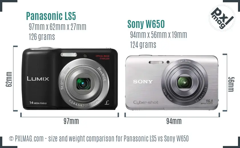 Panasonic LS5 vs Sony W650 size comparison