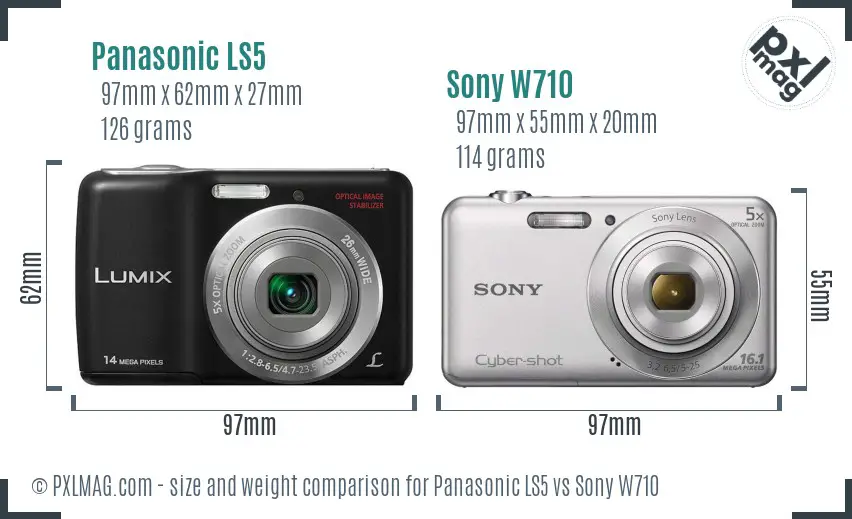 Panasonic LS5 vs Sony W710 size comparison