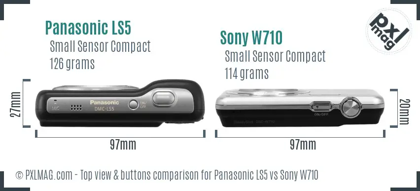 Panasonic LS5 vs Sony W710 top view buttons comparison