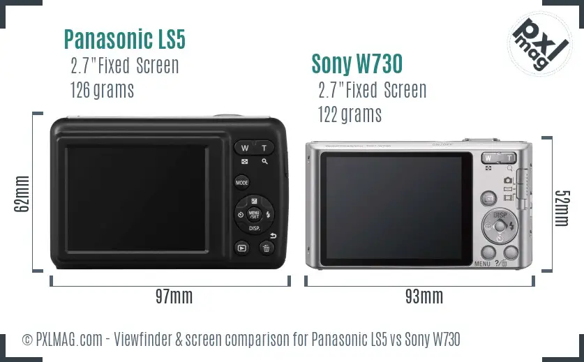 Panasonic LS5 vs Sony W730 Screen and Viewfinder comparison