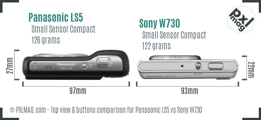 Panasonic LS5 vs Sony W730 top view buttons comparison