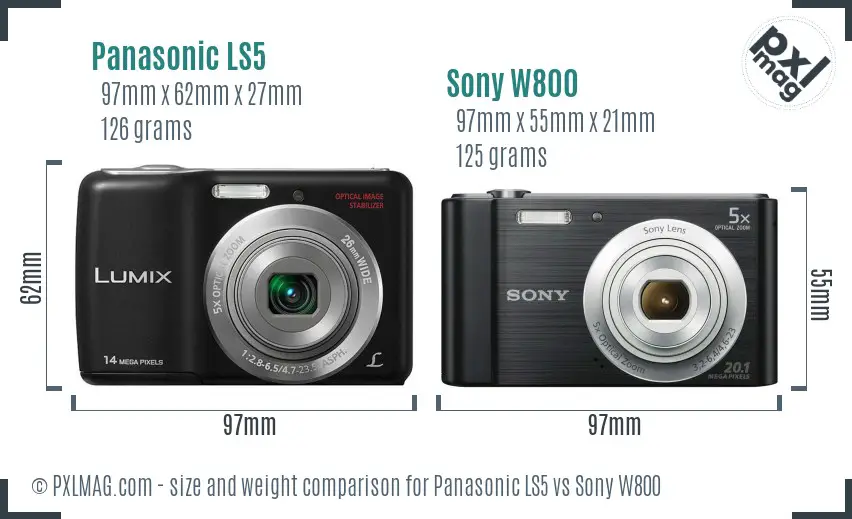 Panasonic LS5 vs Sony W800 size comparison