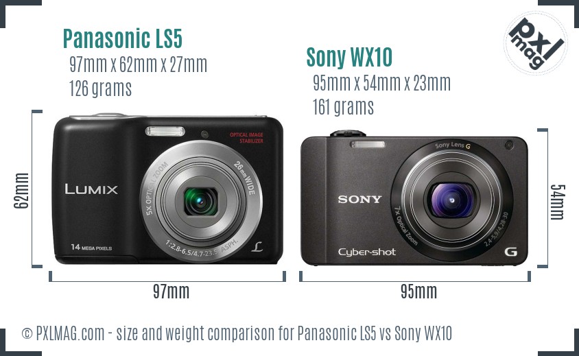 Panasonic LS5 vs Sony WX10 size comparison