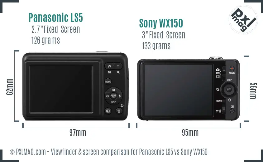 Panasonic LS5 vs Sony WX150 Screen and Viewfinder comparison Panasonic LS5 vs Sony WX150 Screen and Viewfinder comparison