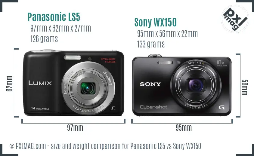 Panasonic LS5 vs Sony WX150 size comparison Panasonic LS5 vs Sony WX150 size comparison