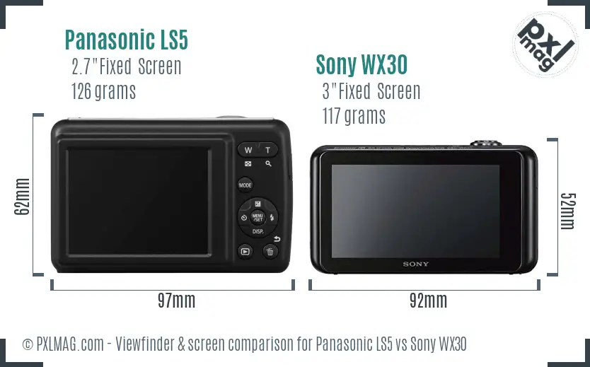 Panasonic LS5 vs Sony WX30 Screen and Viewfinder comparison Panasonic LS5 vs Sony WX30 Screen and Viewfinder comparison
