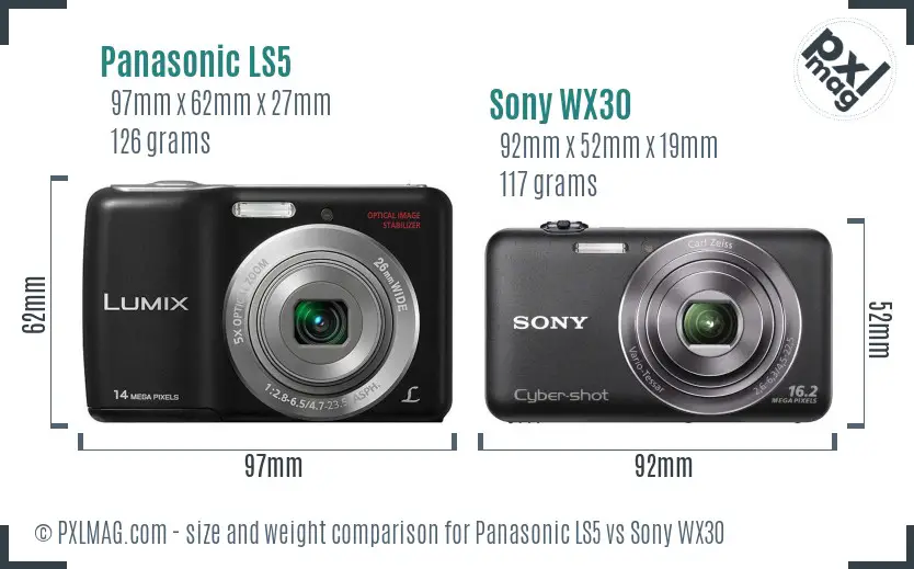 Panasonic LS5 vs Sony WX30 size comparison Panasonic LS5 vs Sony WX30 size comparison