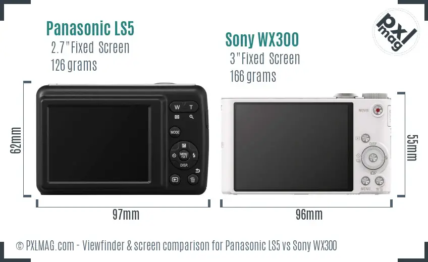 Panasonic LS5 vs Sony WX300 Screen and Viewfinder comparison