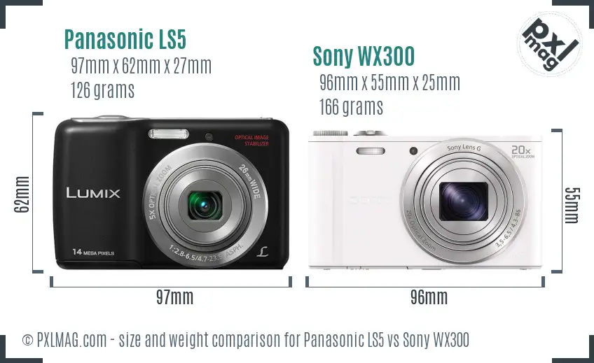 Panasonic LS5 vs Sony WX300 size comparison