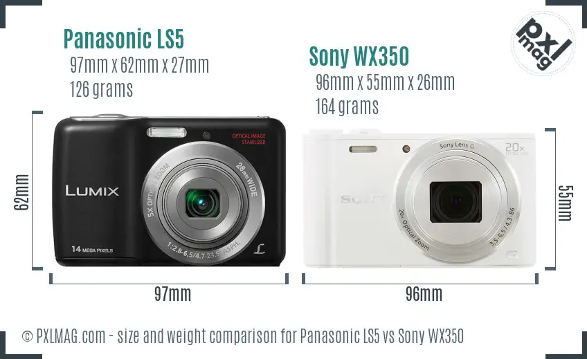 Panasonic LS5 vs Sony WX350 size comparison