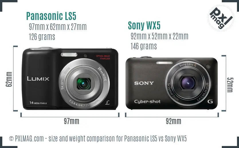 Panasonic LS5 vs Sony WX5 size comparison