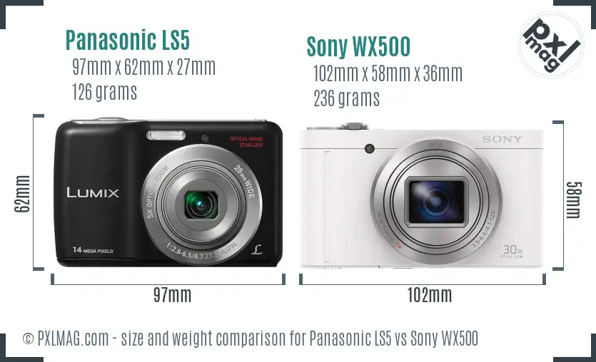 Panasonic LS5 vs Sony WX500 size comparison