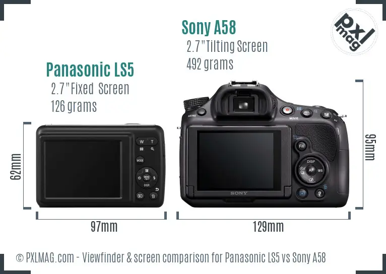 Panasonic LS5 vs Sony A58 Screen and Viewfinder comparison