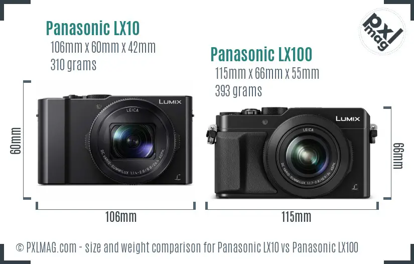 Panasonic LX10 vs Panasonic LX100 size comparison
