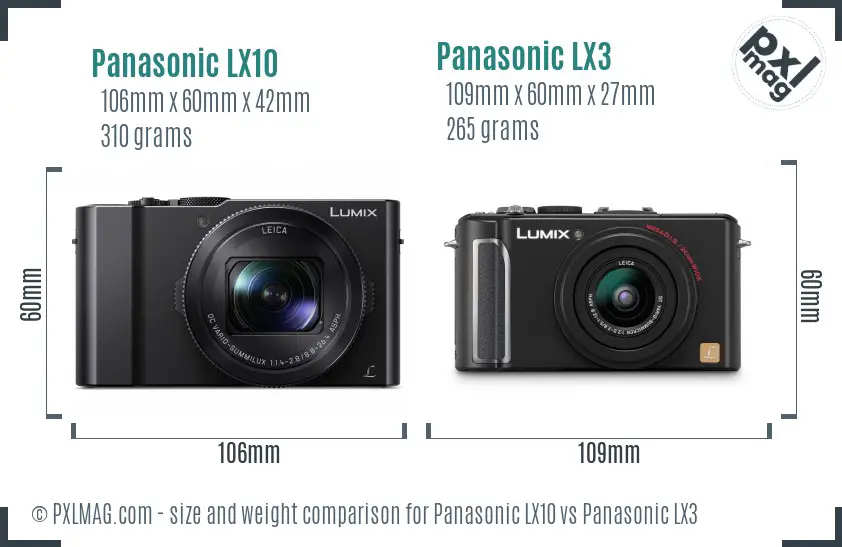 Panasonic LX10 vs Panasonic LX3 size comparison