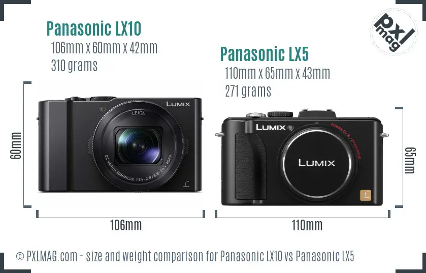 Panasonic LX10 vs Panasonic LX5 size comparison