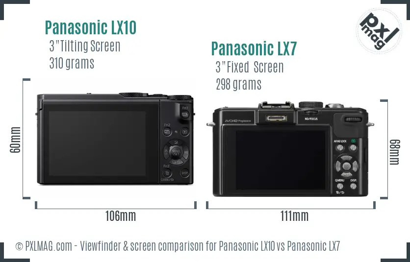 Panasonic LX10 vs Panasonic LX7 Screen and Viewfinder comparison