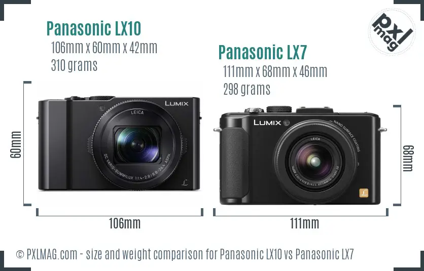 Panasonic LX10 vs Panasonic LX7 size comparison