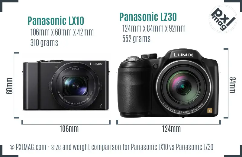 Panasonic LX10 vs Panasonic LZ30 size comparison