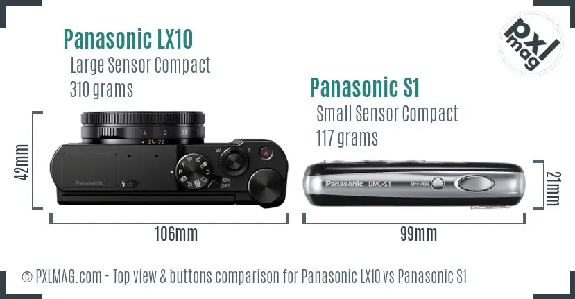 Panasonic LX10 vs Panasonic S1 top view buttons comparison