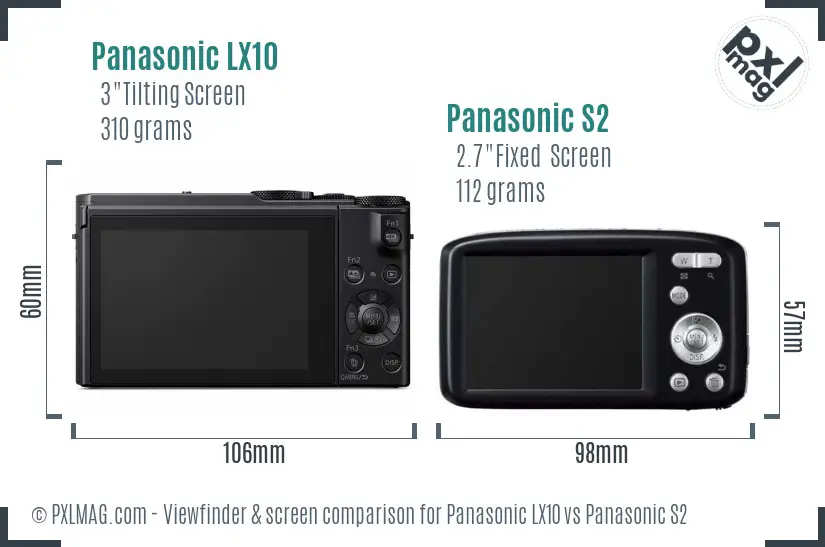 Panasonic LX10 vs Panasonic S2 Screen and Viewfinder comparison