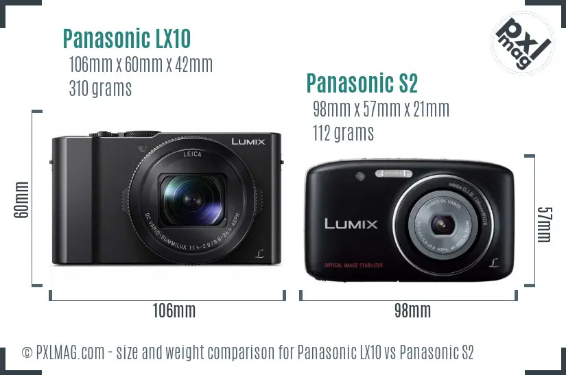 Panasonic LX10 vs Panasonic S2 size comparison