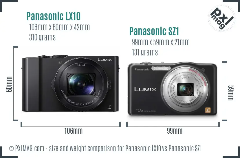 Panasonic LX10 vs Panasonic SZ1 size comparison