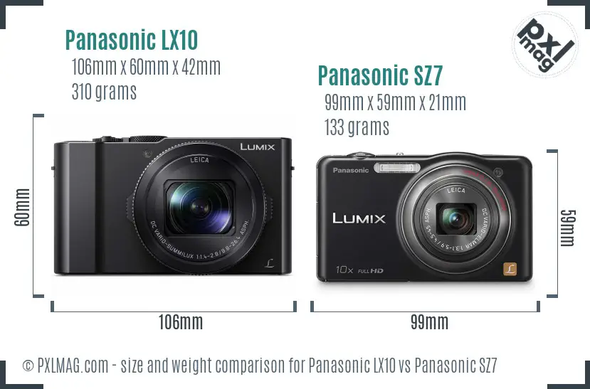 Panasonic LX10 vs Panasonic SZ7 size comparison