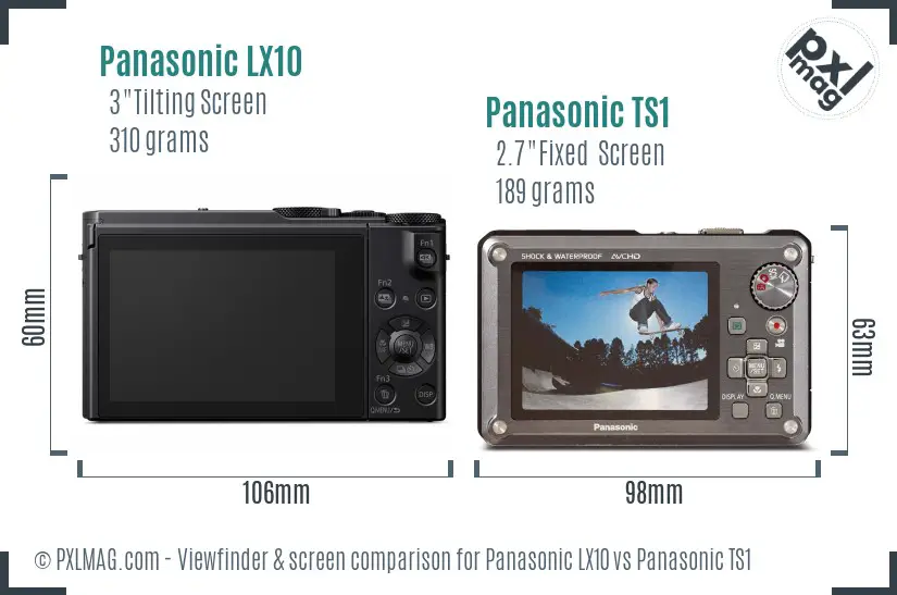 Panasonic LX10 vs Panasonic TS1 Screen and Viewfinder comparison
