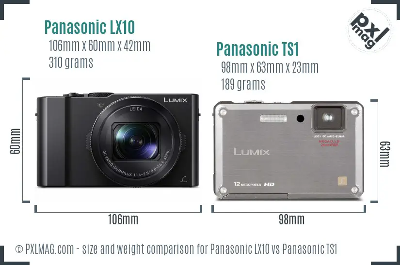 Panasonic LX10 vs Panasonic TS1 size comparison