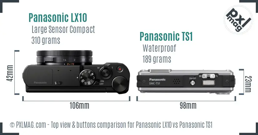 Panasonic LX10 vs Panasonic TS1 top view buttons comparison