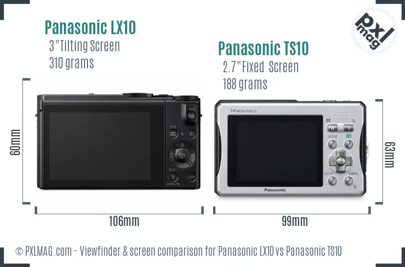 Panasonic LX10 vs Panasonic TS10 Screen and Viewfinder comparison