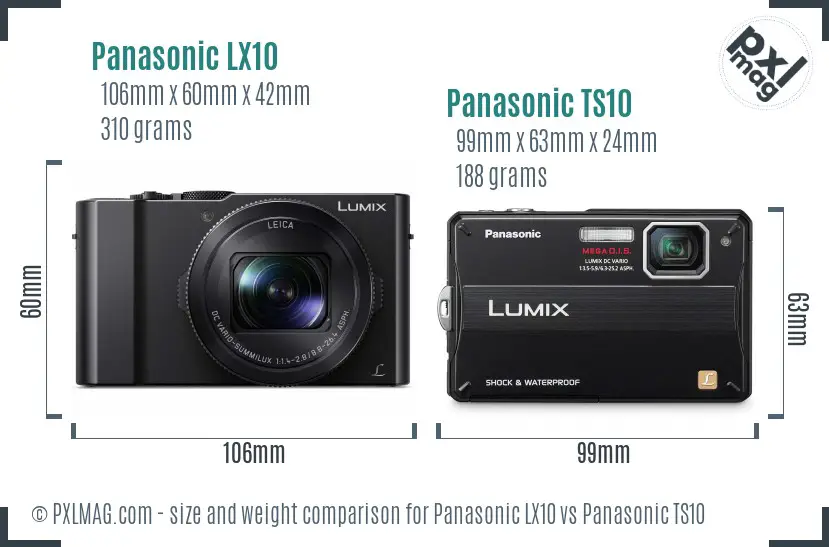 Panasonic LX10 vs Panasonic TS10 size comparison