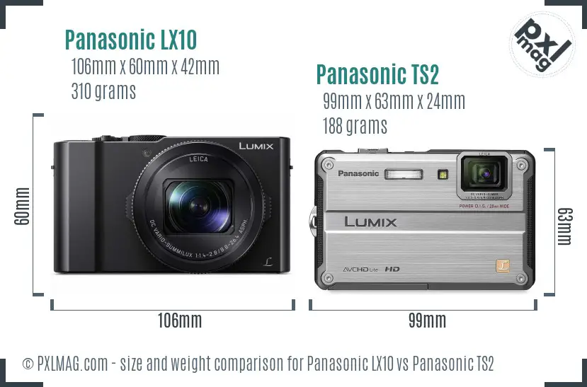 Panasonic LX10 vs Panasonic TS2 size comparison