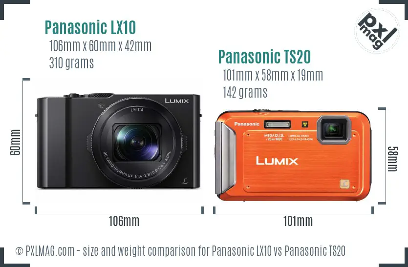 Panasonic LX10 vs Panasonic TS20 size comparison
