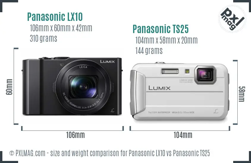 Panasonic LX10 vs Panasonic TS25 size comparison