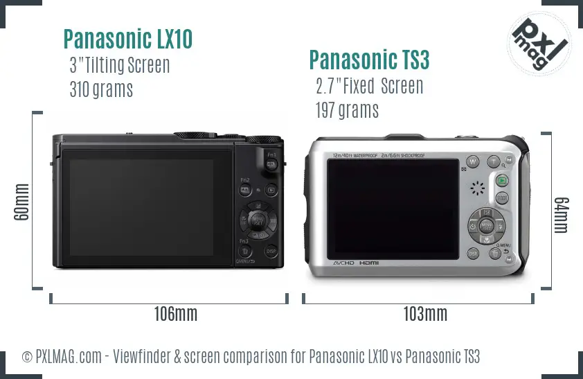 Panasonic LX10 vs Panasonic TS3 Screen and Viewfinder comparison