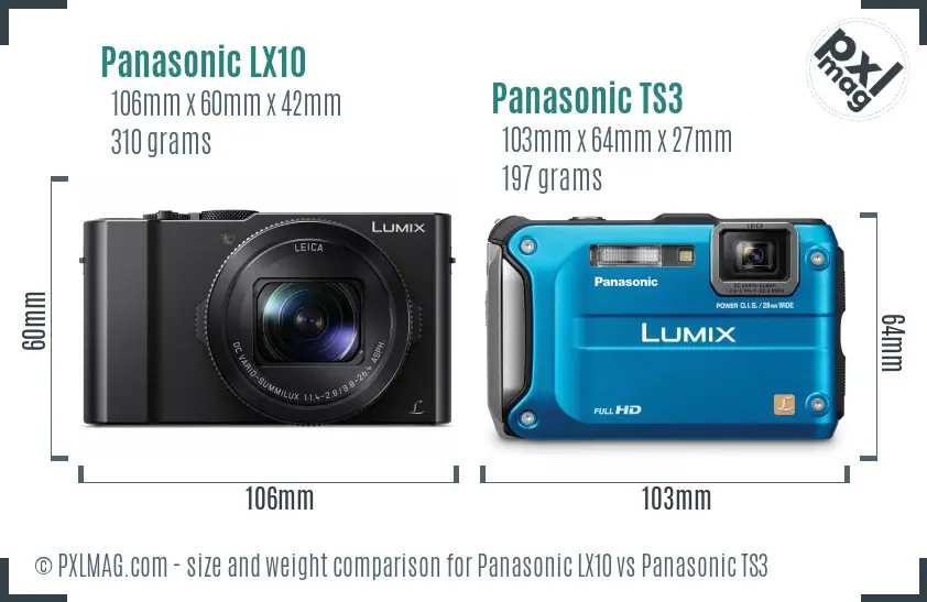 Panasonic LX10 vs Panasonic TS3 size comparison